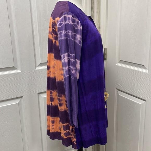 Blue Cactus Tie Dye Boho Oversized Cardigan Jacket - Picture 4 of 9